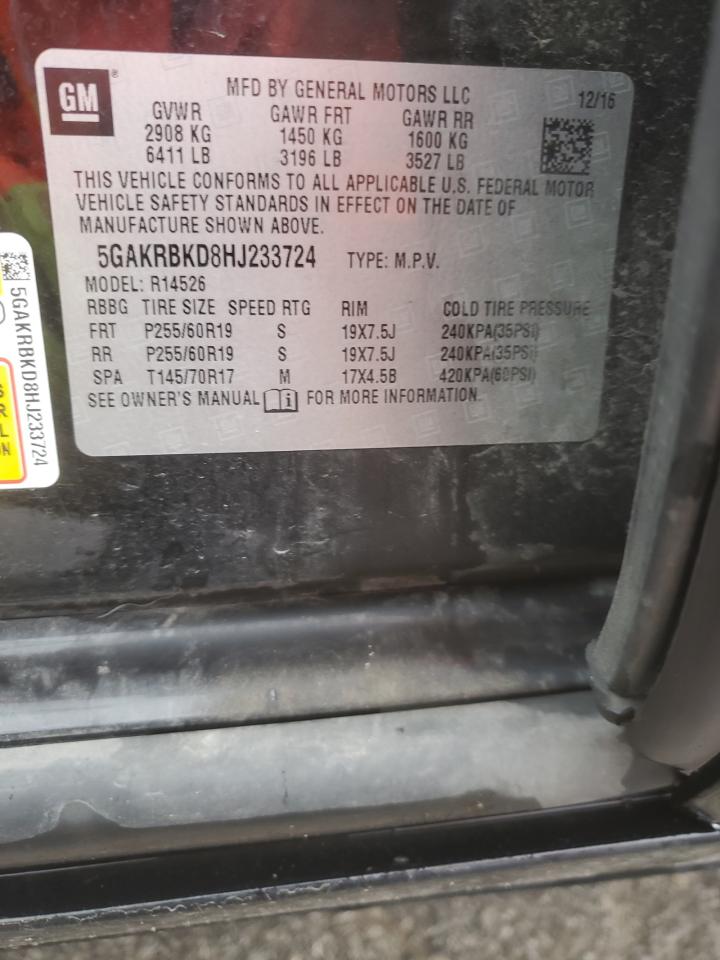 2017 Buick Enclave VIN: 5GAKRBKD8HJ233724 Lot: 71785805