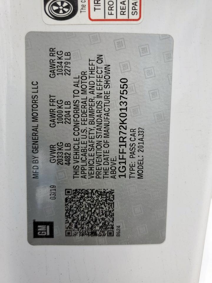 2019 Chevrolet Camaro Ss VIN: 1G1FF1R72K0137550 Lot: 80467775