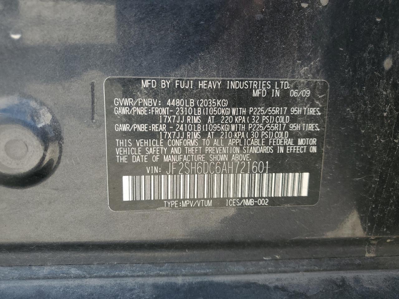 2010 Subaru Forester 2.5X Limited VIN: JF2SH6DC6AH721601 Lot: 71216515