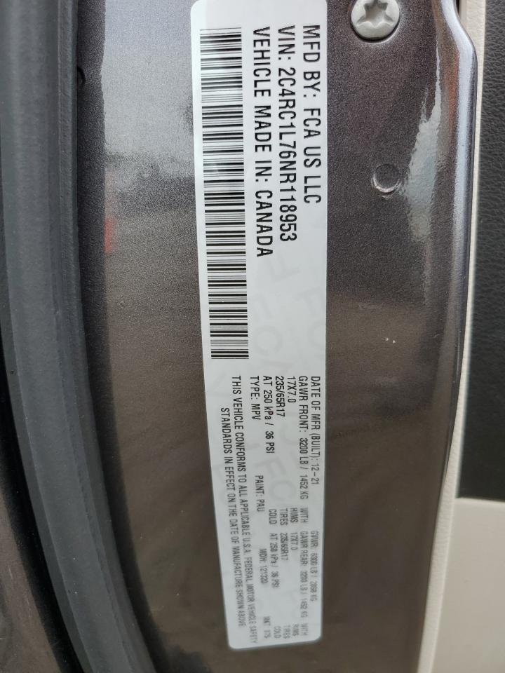 2022 Chrysler Pacifica Hybrid Touring L VIN: 2C4RC1L76NR118953 Lot: 80248435