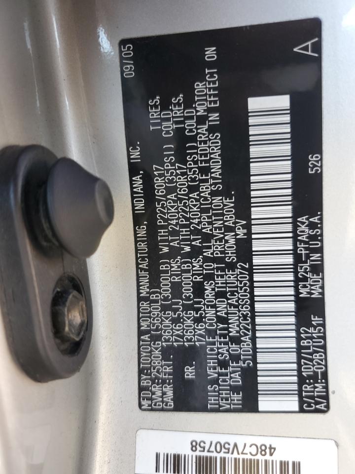 2006 Toyota Sienna Xle VIN: 5TDBA22C36S055072 Lot: 80730295