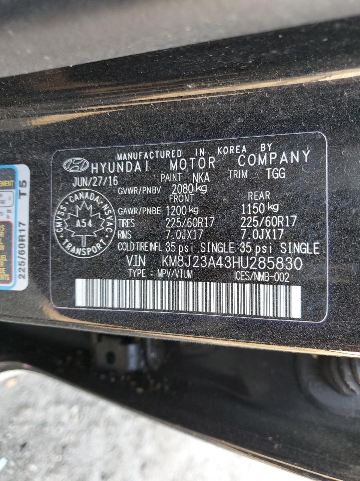 2017 Hyundai Tucson Se VIN: KM8J23A43HU285830 Lot: 71301955