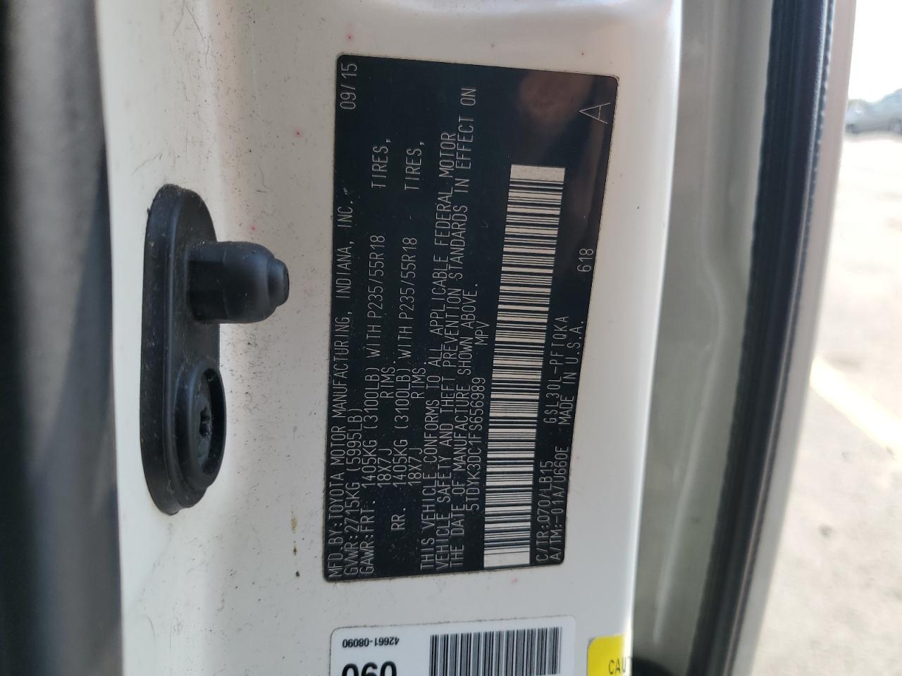 2015 Toyota Sienna Xle VIN: 5TDYK3DC1FS656989 Lot: 71123885