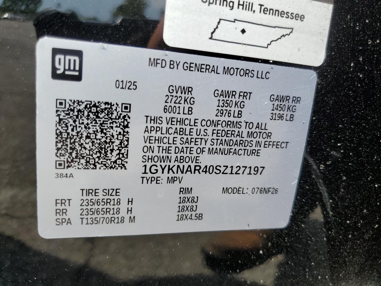 2025 Cadillac Xt5 Luxury VIN: 1GYKNAR40SZ127197 Lot: 70168125