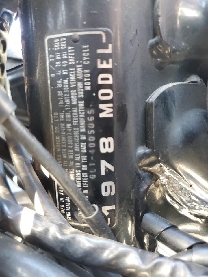 1978 Honda Goldwing VIN: GL14005065 Lot: 81345875