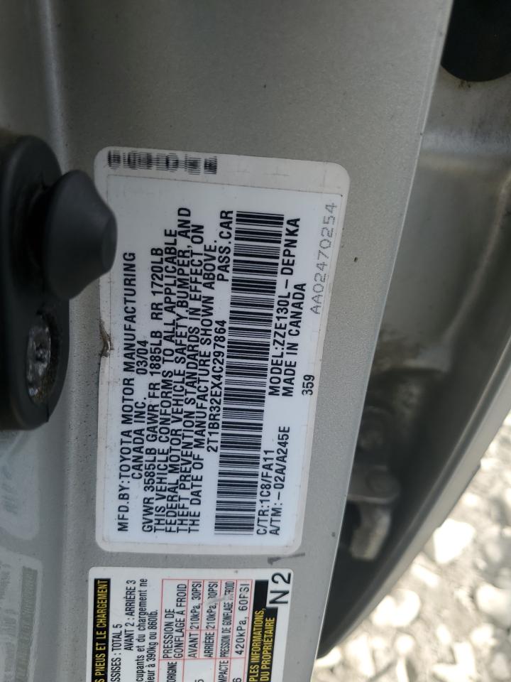 2004 Toyota Corolla Ce VIN: 2T1BR32EX4C297864 Lot: 81873585
