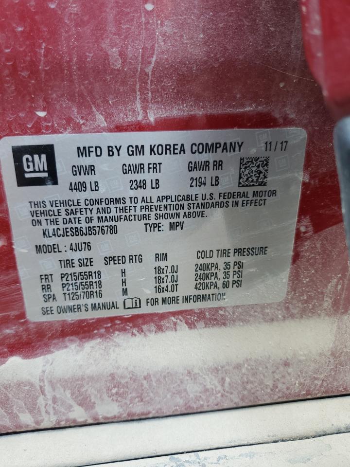 2018 Buick Encore Preferred VIN: KL4CJESB6JB576780 Lot: 69839675