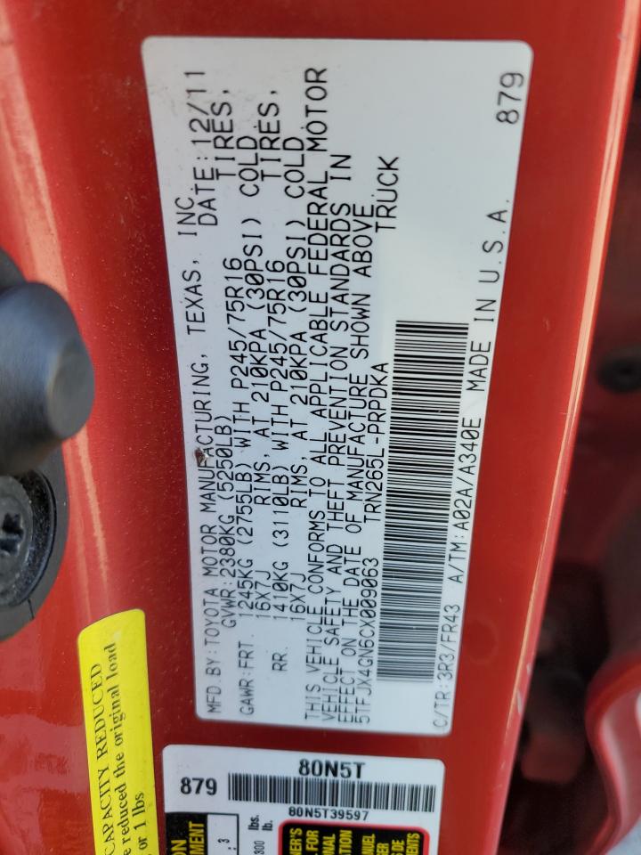 2012 Toyota Tacoma Double Cab VIN: 5TFJX4GN6CX009063 Lot: 81512035