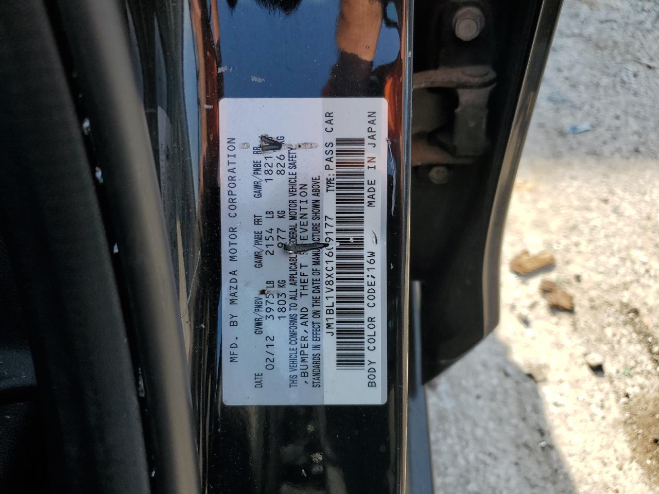 2012 Mazda 3 I VIN: JM1BL1V8XC1609177 Lot: 80316515