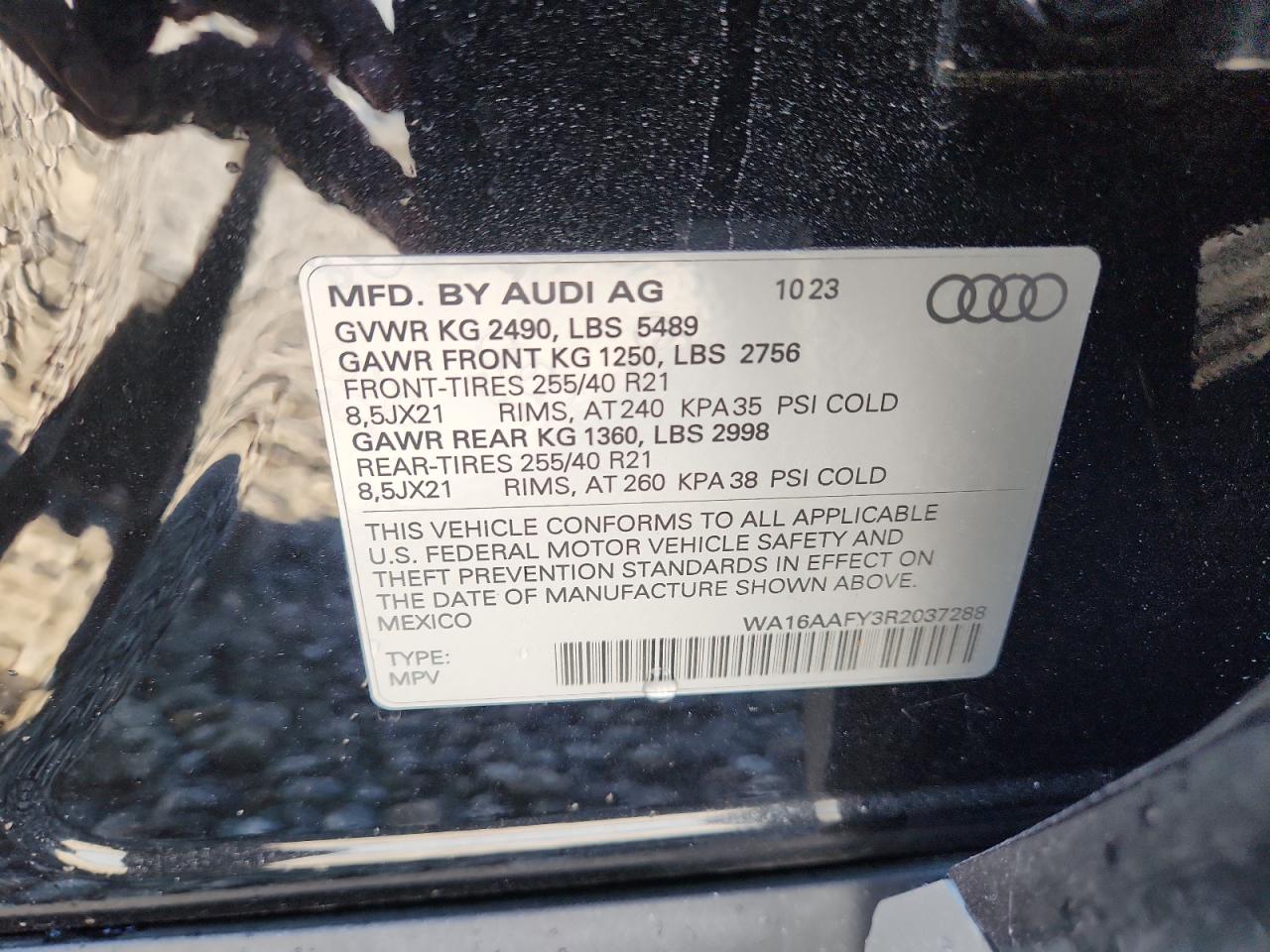 2024 Audi Q5 Sportback Prestige 45 VIN: WA16AAFY3R2037288 Lot: 71458305