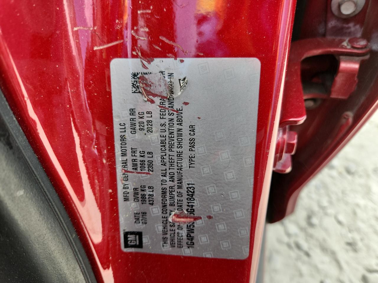 2016 Buick Verano Sport Touring VIN: 1G4PW5SK5G4184231 Lot: 70413755