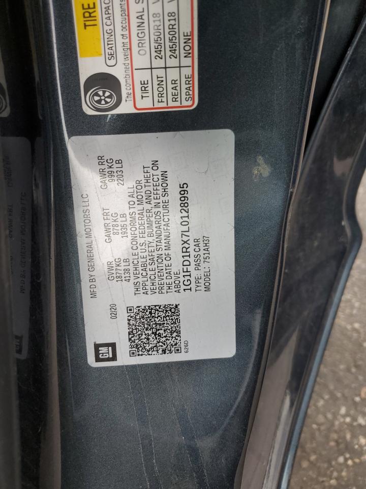 2020 Chevrolet Camaro Lt VIN: 1G1FD1RX7L0128995 Lot: 80192315