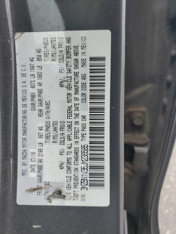 2018 Mazda 3 Touring VIN: 3MZBN1V35JM238585 Lot: 81130285