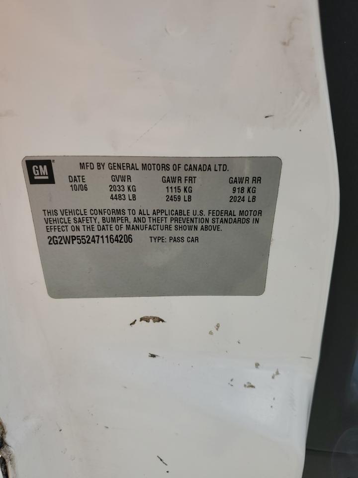 2007 Pontiac Grand Prix VIN: 2G2WP552471164206 Lot: 71851295