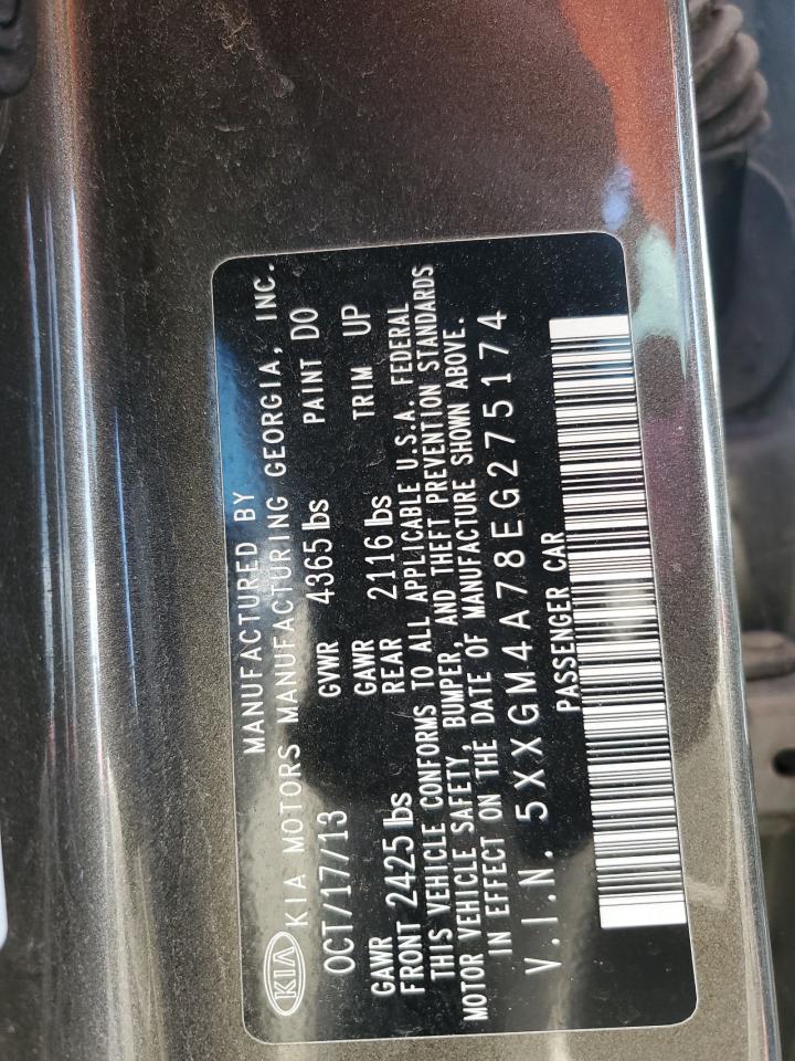 2014 Kia Optima Lx VIN: 5XXGM4A78EG275174 Lot: 71147825