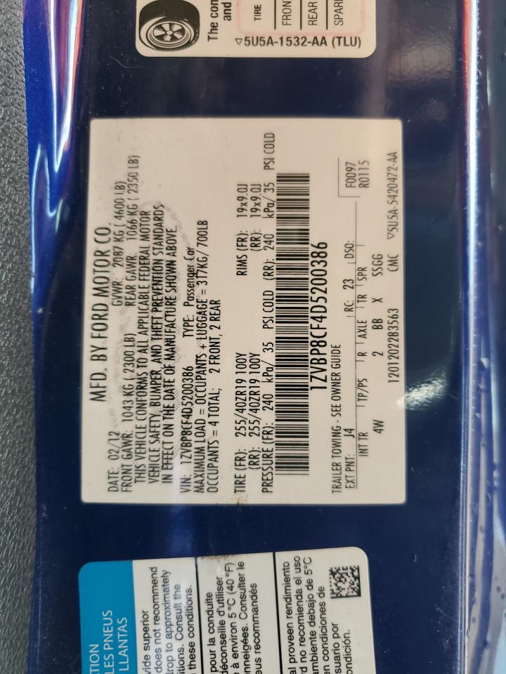 2013 Ford Mustang Gt VIN: 1ZVBP8CF4D5200386 Lot: 81685085