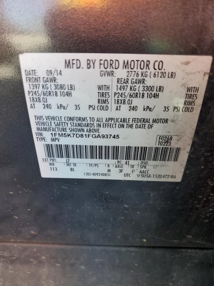 2015 Ford Explorer Xlt VIN: 1FM5K7D81FGA93745 Lot: 84768115