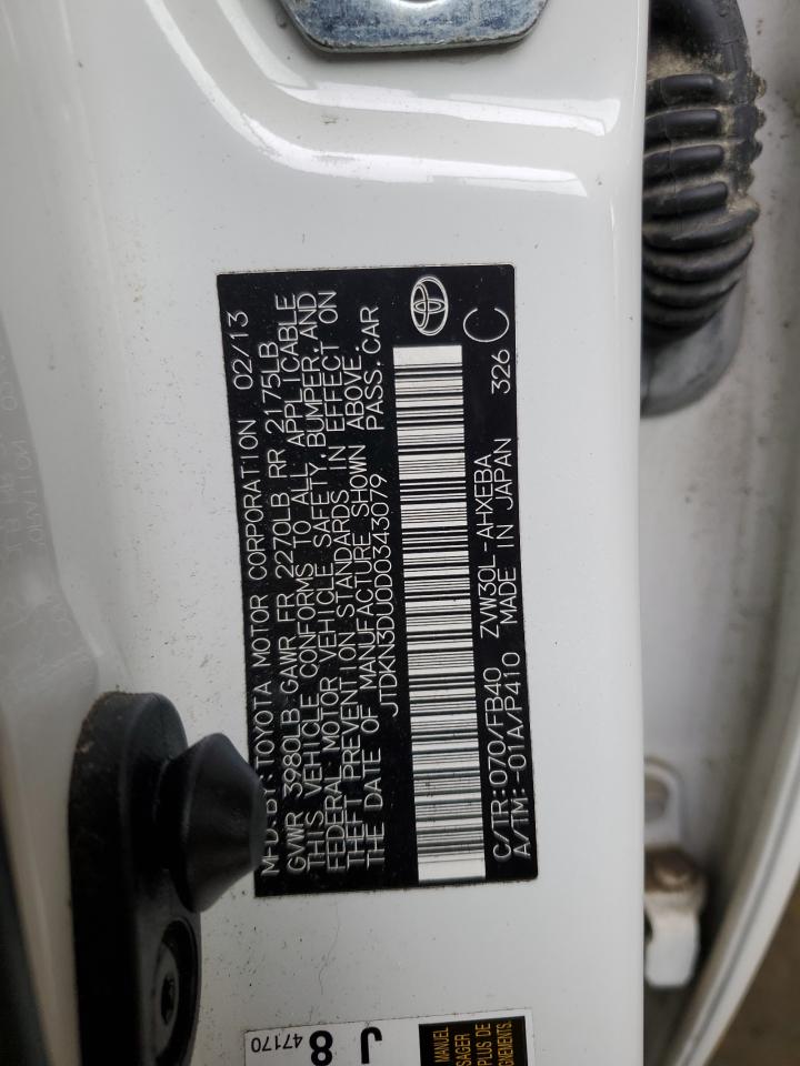 2013 Toyota Prius VIN: JTDKN3DU0D0343079 Lot: 81921065