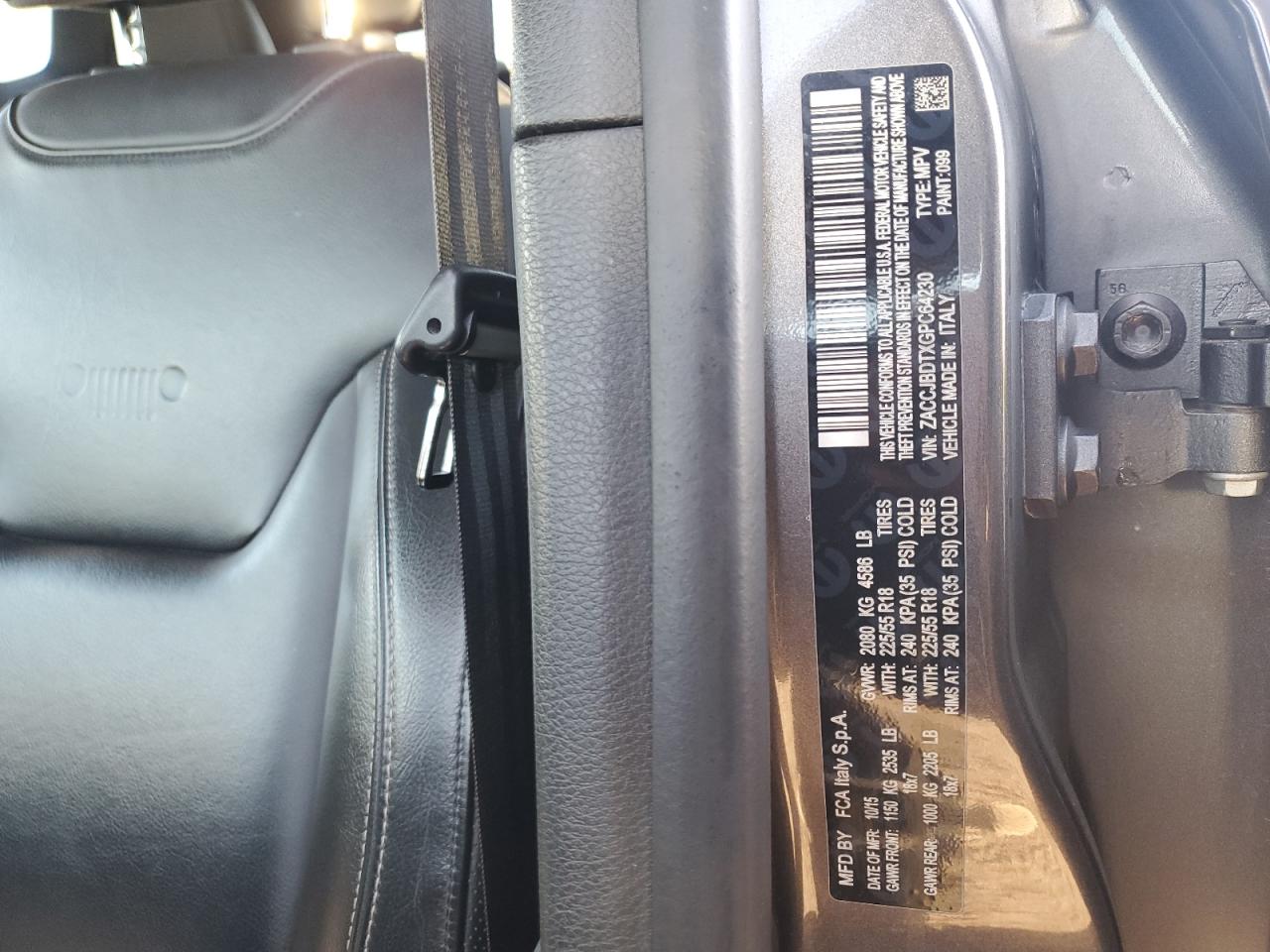 2016 Jeep Renegade Limited VIN: ZACCJBDTXGPC64230 Lot: 81842695