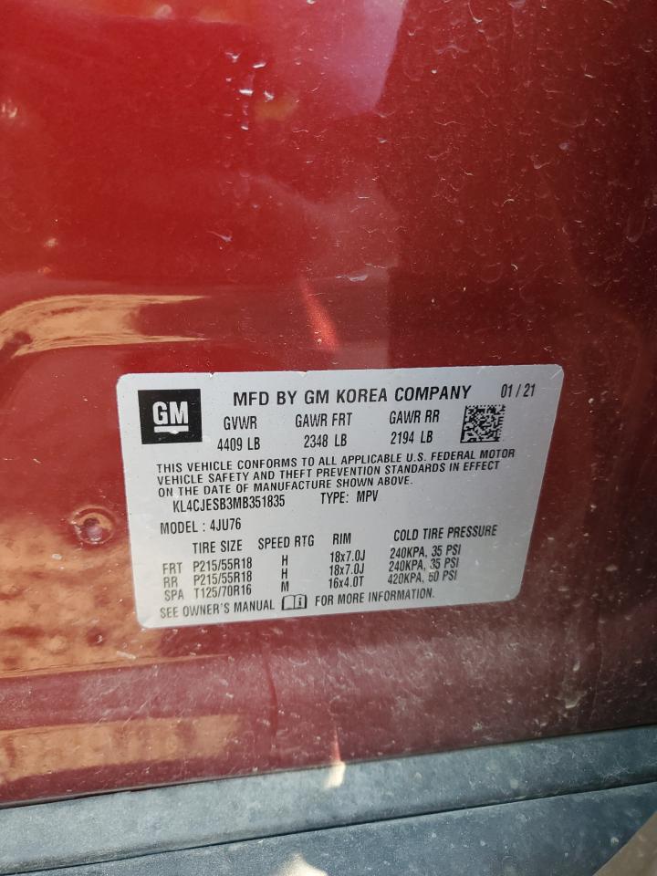 2021 Buick Encore Preferred VIN: KL4CJESB3MB351835 Lot: 80824185