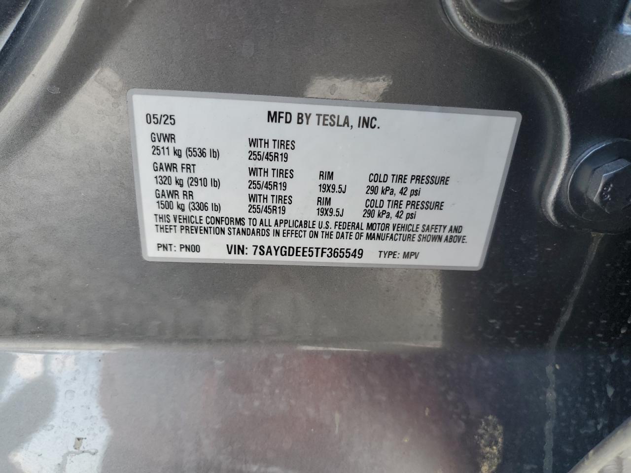 2026 Tesla Model Y VIN: 7SAYGDEE5TF365549 Lot: 81084645