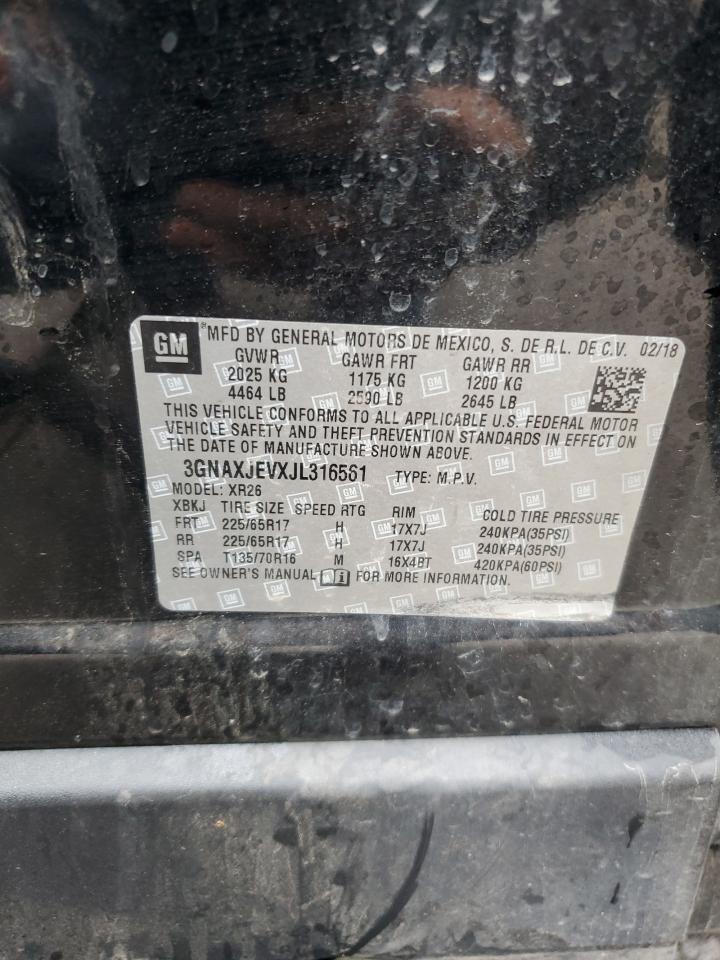 2018 Chevrolet Equinox Lt VIN: 3GNAXJEVXJL316561 Lot: 81505525