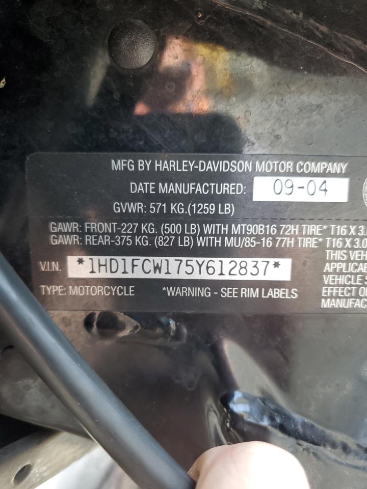 2005 Harley-Davidson Flhtcui VIN: 1HD1FCW175Y612837 Lot: 80811185