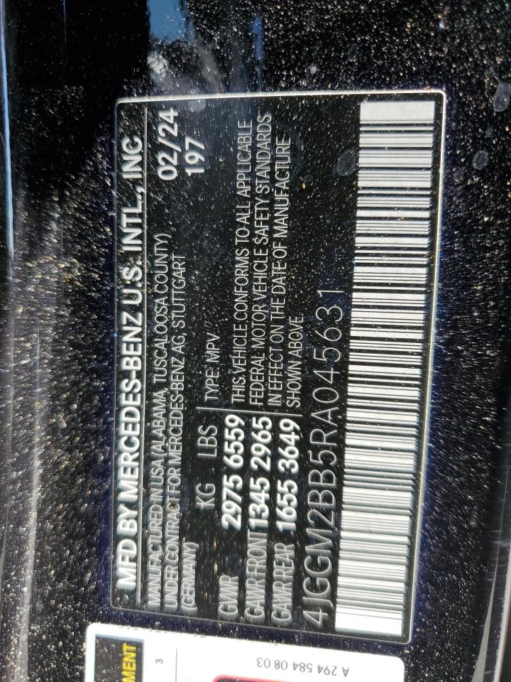 2024 Mercedes-Benz Eqe Suv 350+ VIN: 4JGGM2BB5RA045631 Lot: 66651975