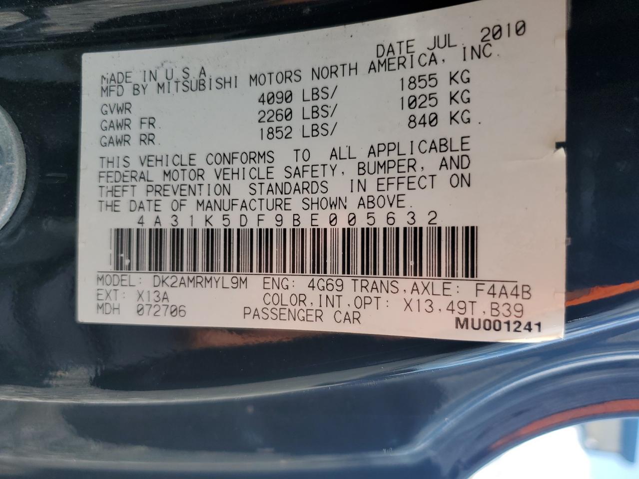 2011 Mitsubishi Eclipse Gs Sport VIN: 4A31K5DF9BE005632 Lot: 80536725