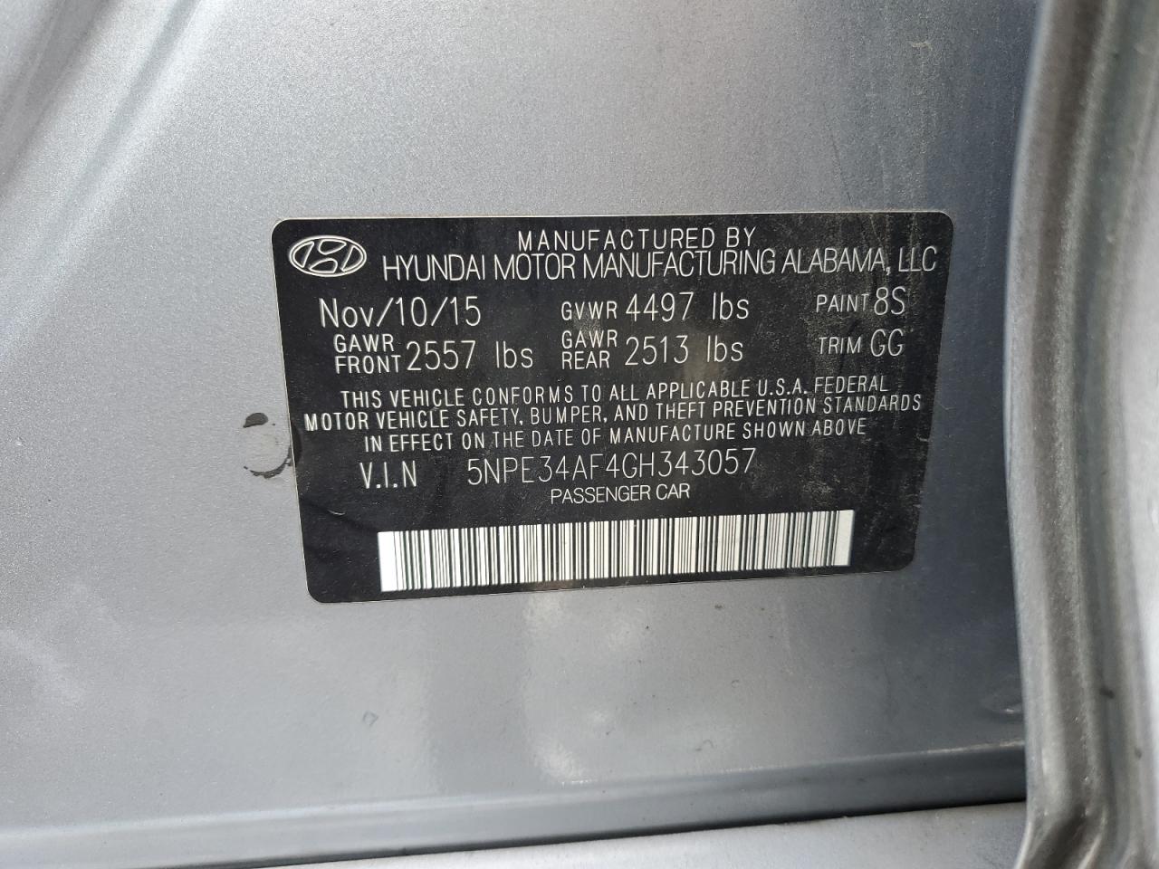 2016 Hyundai Sonata Sport VIN: 5NPE34AF4GH343057 Lot: 81710775