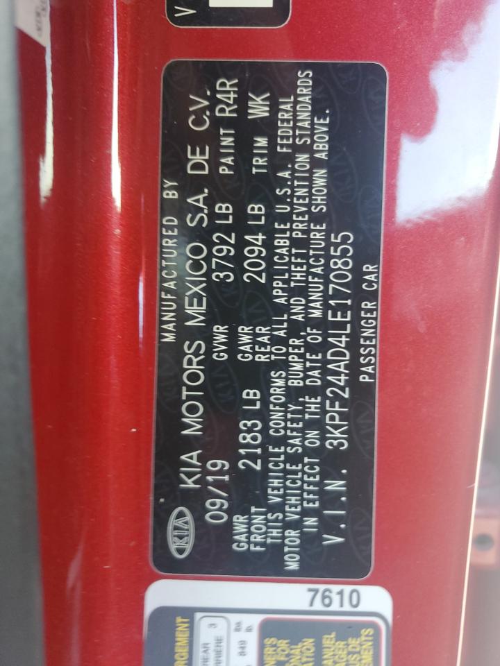 2020 Kia Forte Fe VIN: 3KPF24AD4LE170855 Lot: 81560695