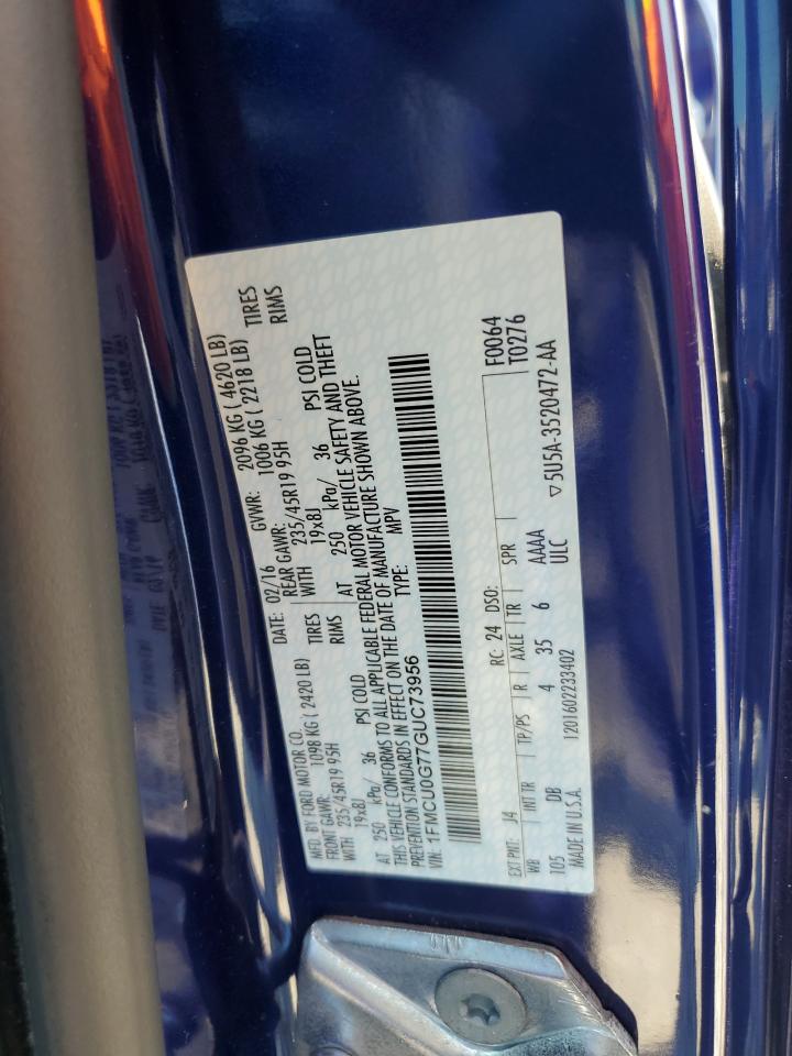 2016 Ford Escape Se VIN: 1FMCU0G77GUC73956 Lot: 81498775