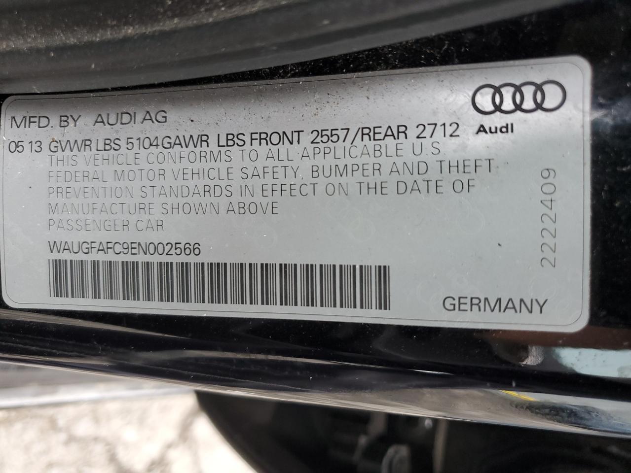 2014 Audi A6 Premium Plus VIN: WAUGFAFC9EN002566 Lot: 80927415