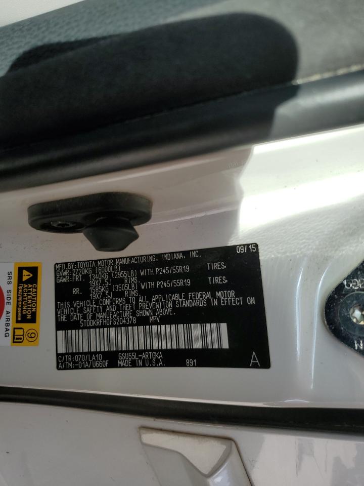 2015 Toyota Highlander Limited VIN: 5TDDKRFH0FS204378 Lot: 81223075