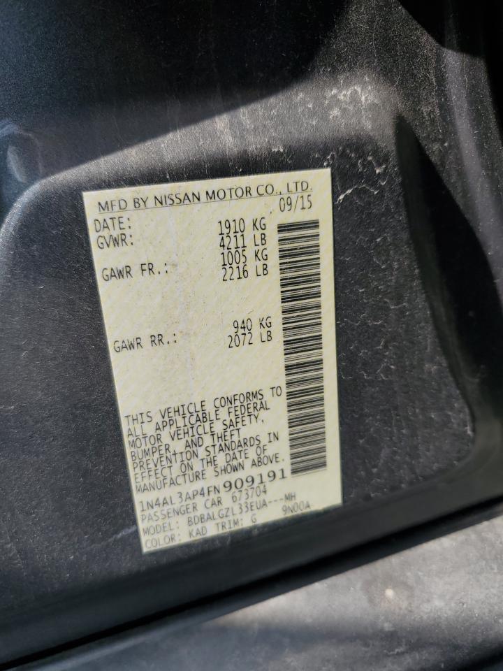 2015 Nissan Altima 2.5 VIN: 1N4AL3AP4FN909191 Lot: 80664015