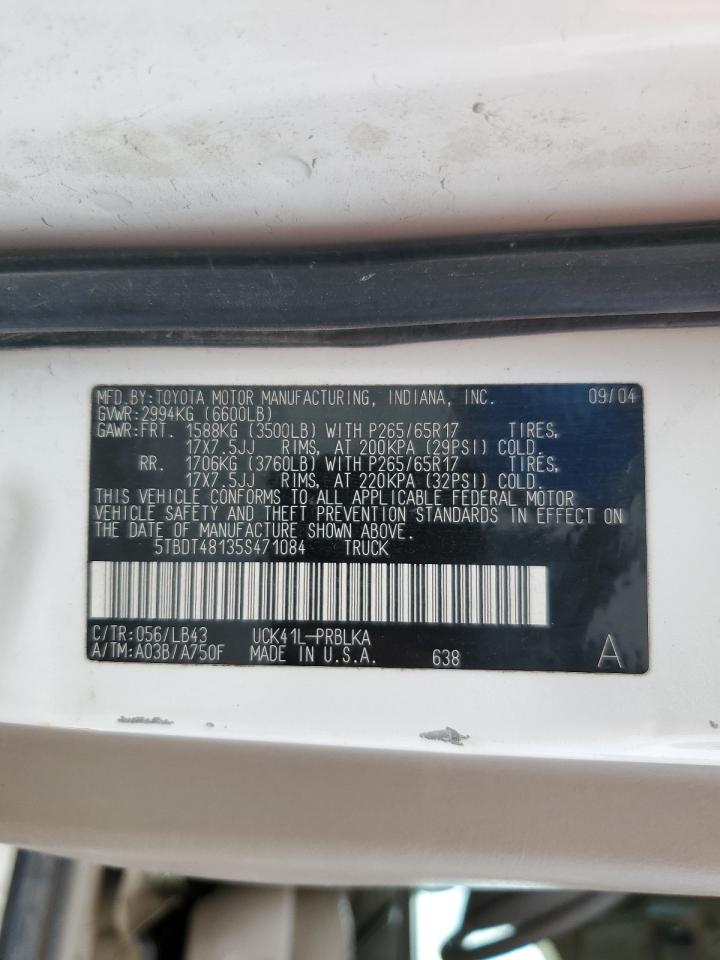 2005 Toyota Tundra Double Cab Limited VIN: 5TBDT48135S471084 Lot: 71068895