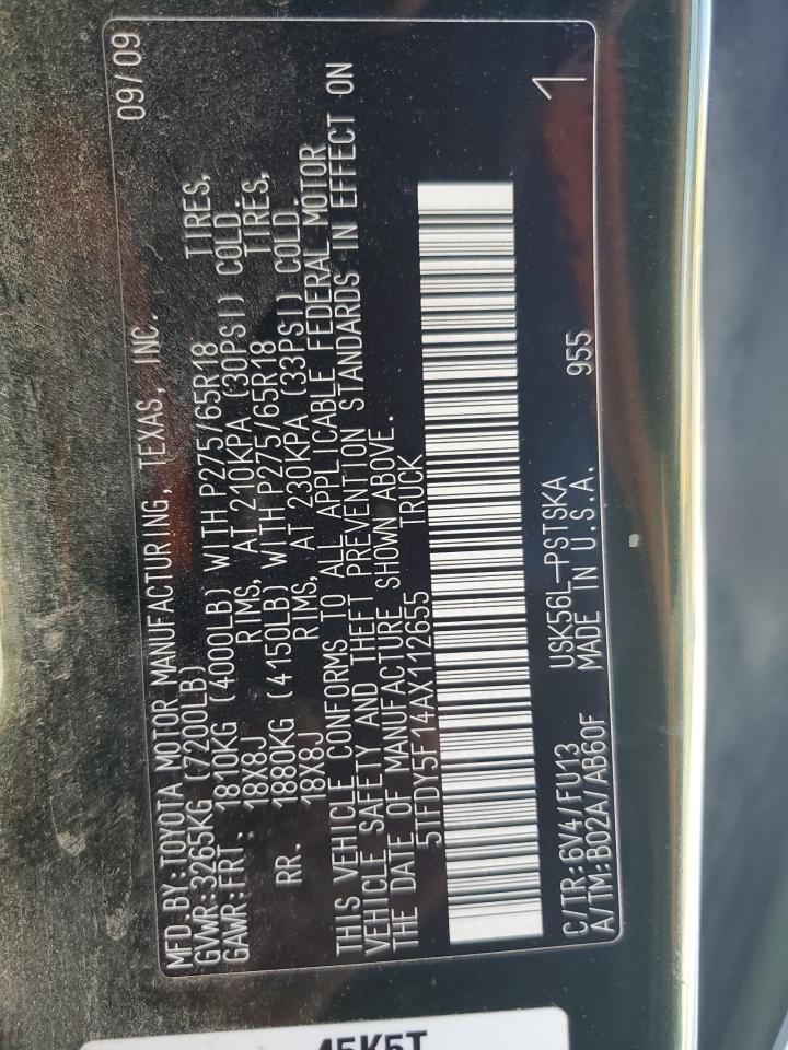 2010 Toyota Tundra Crewmax Sr5 VIN: 5TFDY5F14AX112655 Lot: 71656195