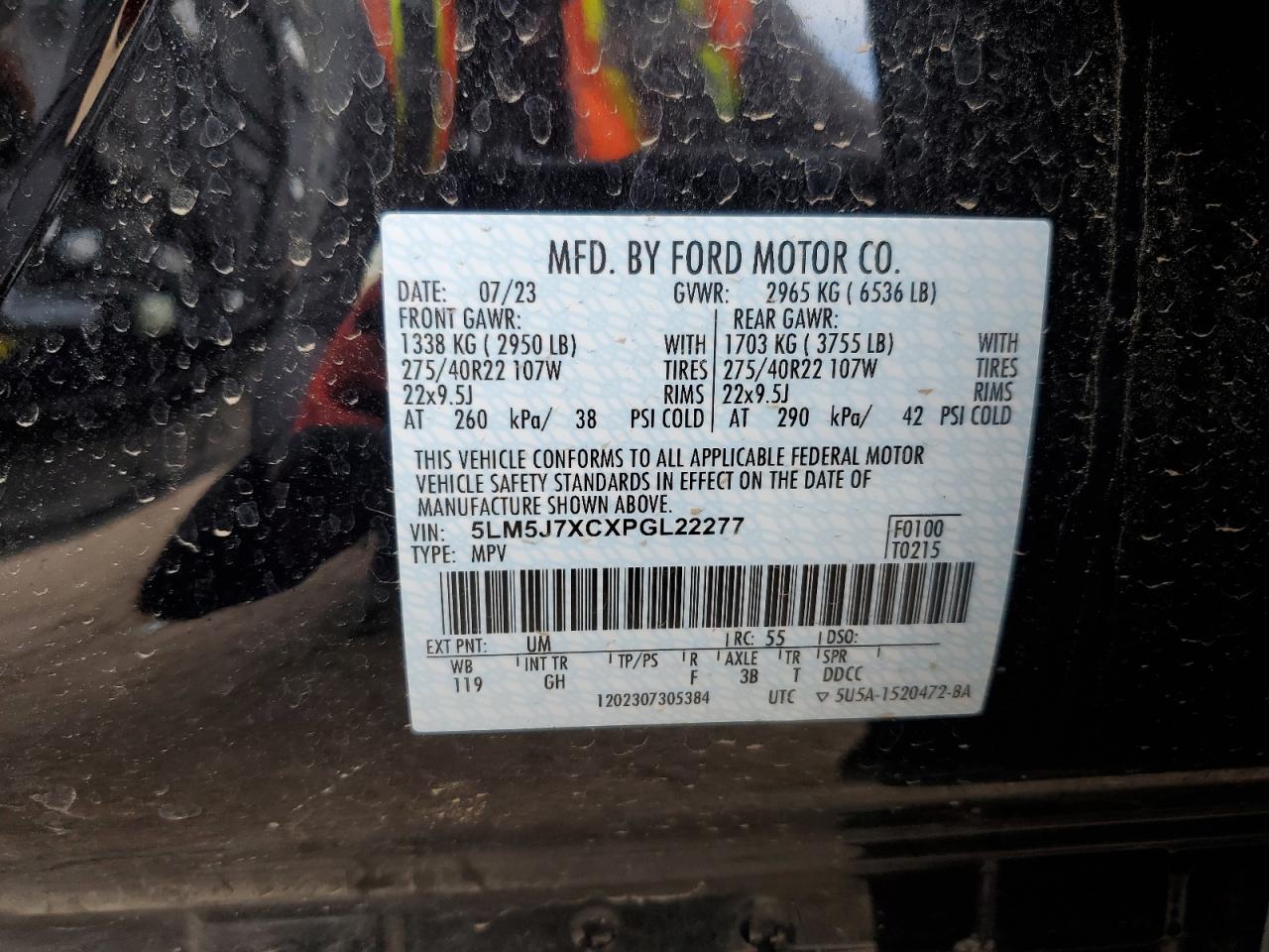 2023 Lincoln Aviator Reserve VIN: 5LM5J7XCXPGL22277 Lot: 81442925