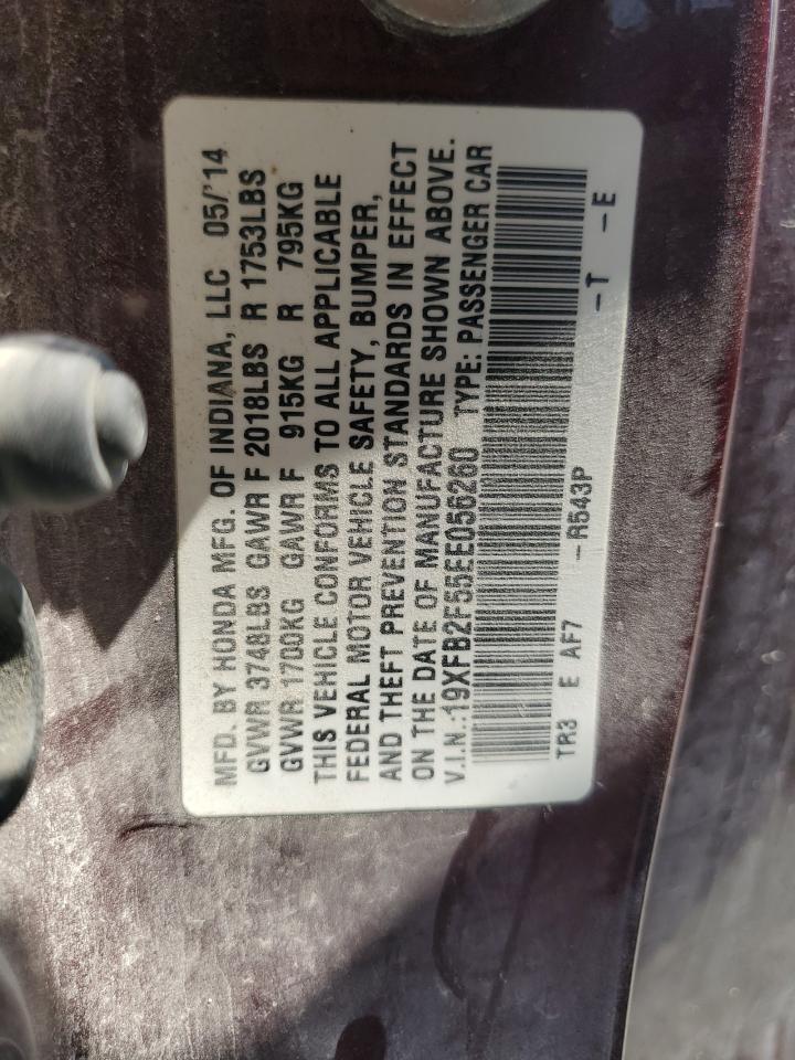 2014 Honda Civic Lx VIN: 19XFB2F55EE056260 Lot: 80151325