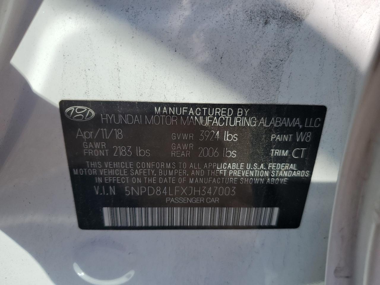 2018 Hyundai Elantra Sel VIN: 5NPD84LFXJH347003 Lot: 81439325