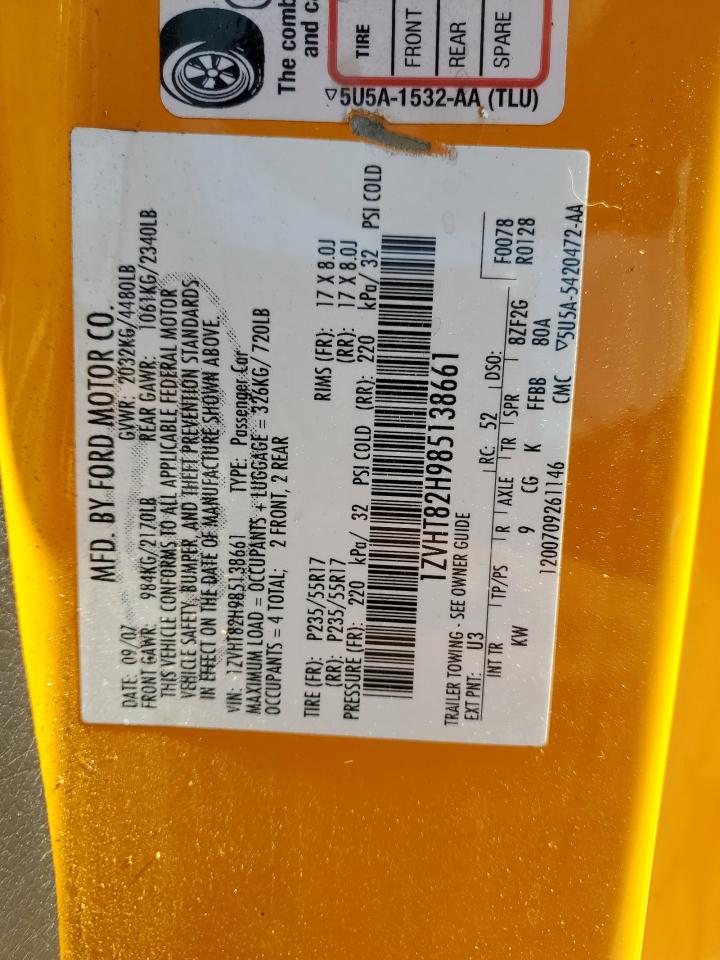 2008 Ford Mustang Gt VIN: 1ZVHT82H985138661 Lot: 81414165