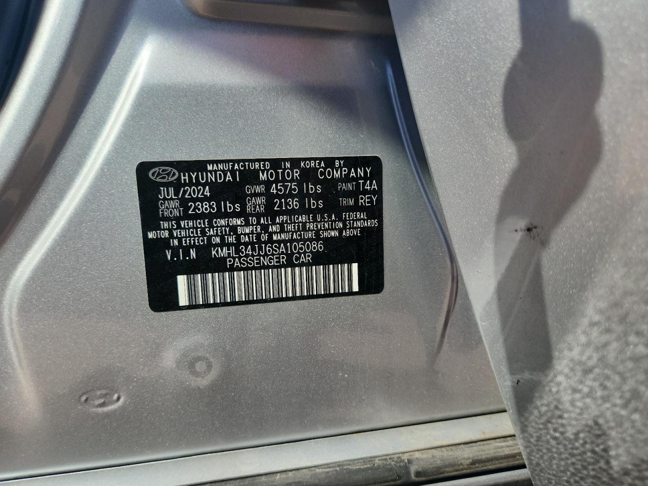 2025 Hyundai Sonata Hybrid VIN: KMHL34JJ6SA105086 Lot: 80284465