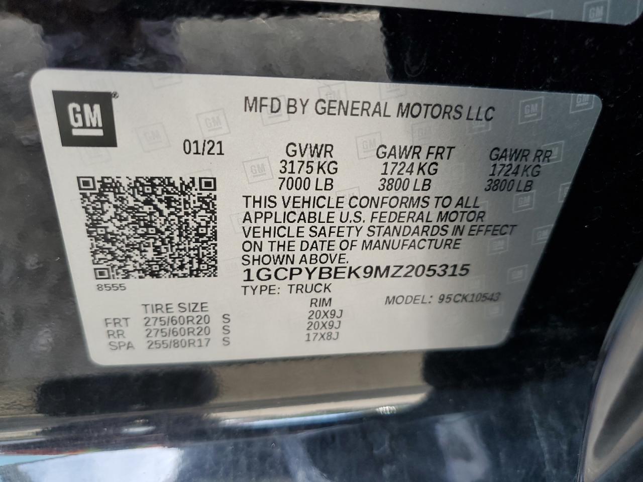 2021 Chevrolet Silverado K1500 Custom VIN: 1GCPYBEK9MZ205315 Lot: 80346485