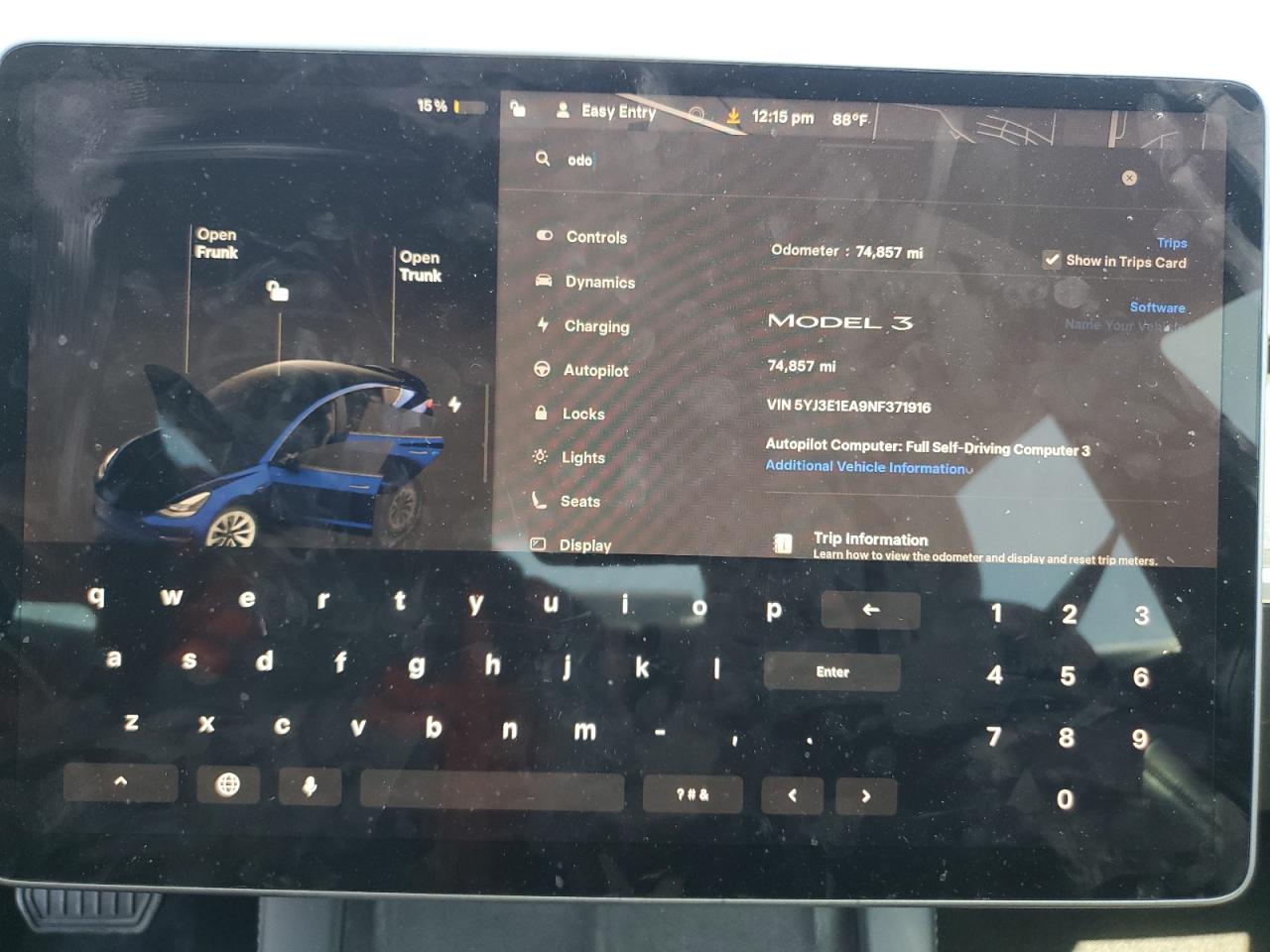 2022 Tesla Model 3 VIN: 5YJ3E1EA9NF371916 Lot: 84300725