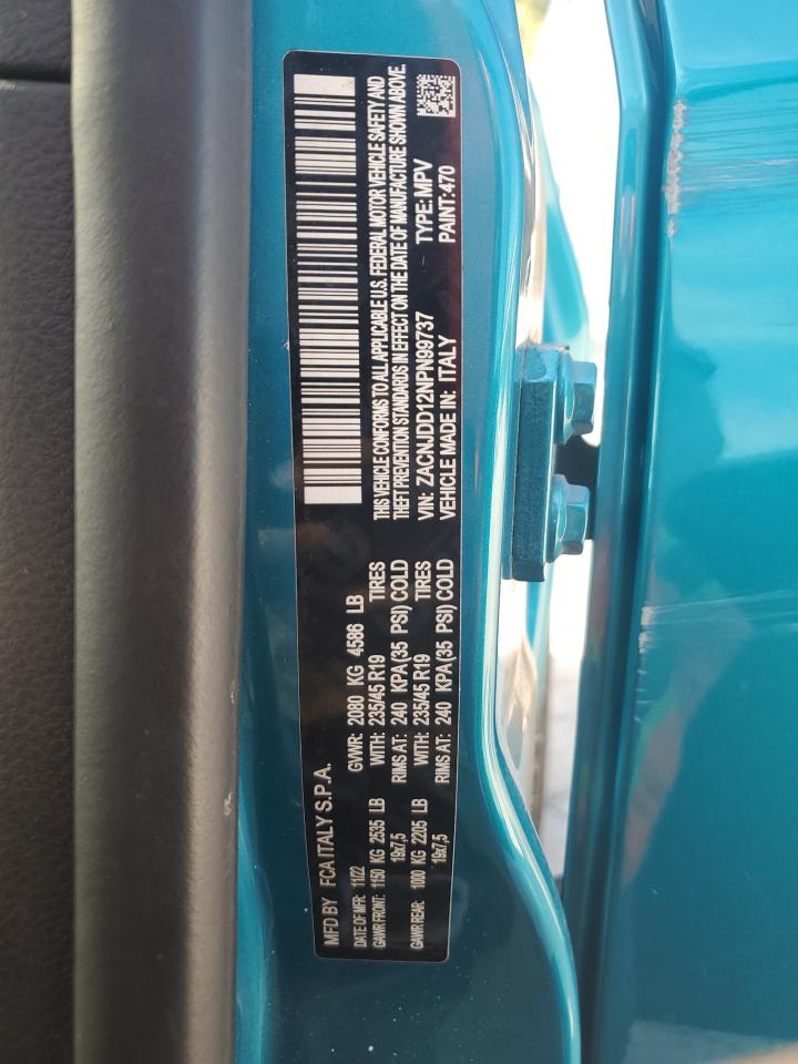 2022 Jeep Renegade Limited VIN: ZACNJDD12NPN99737 Lot: 84588225