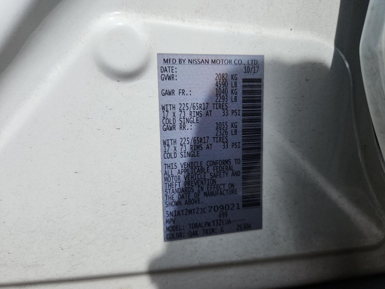 2018 Nissan Rogue S VIN: 5N1AT2MT2JC709021 Lot: 81859195