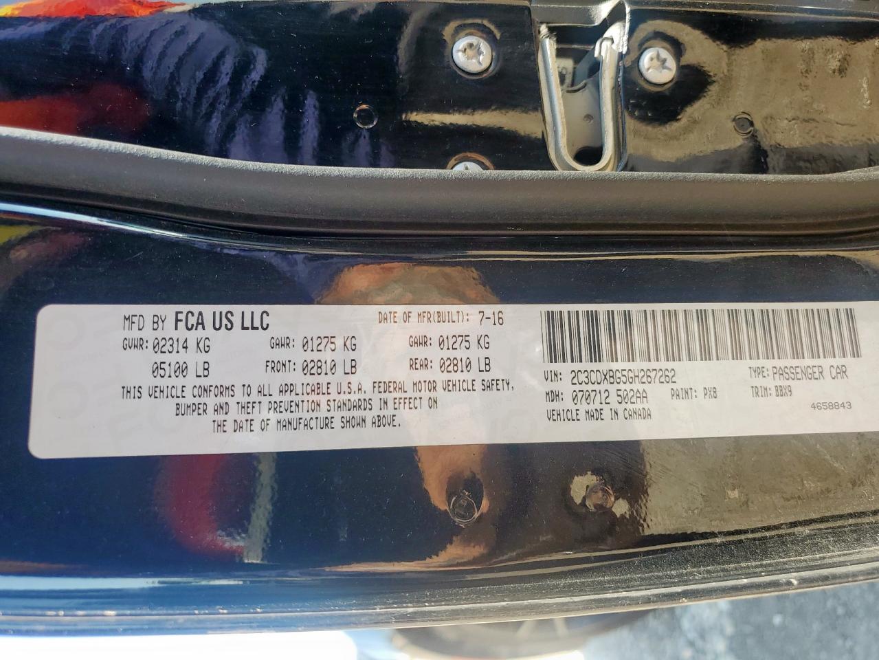 2016 Dodge Charger Se VIN: 2C3CDXBG5GH267262 Lot: 71473495