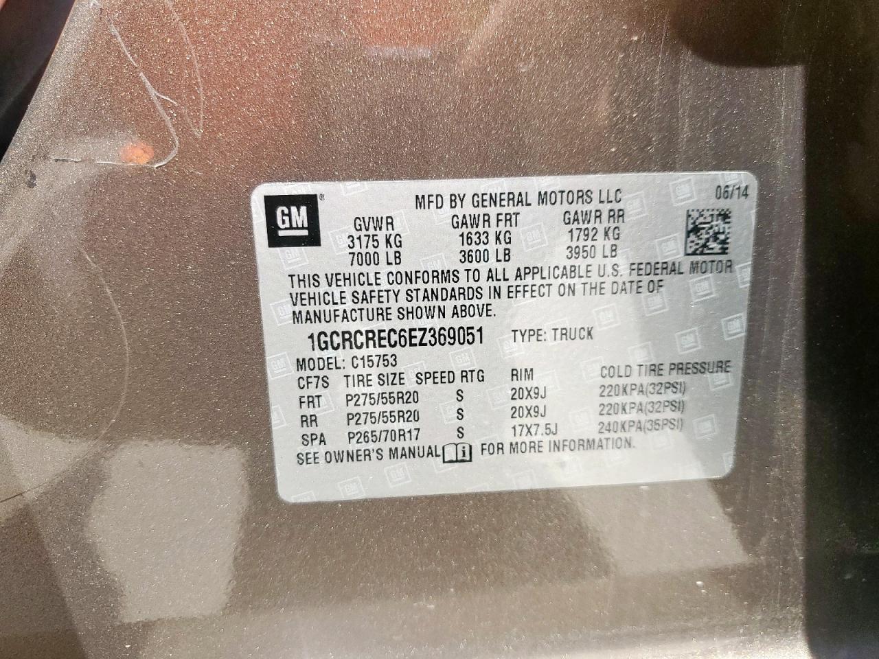 2014 Chevrolet Silverado C1500 Lt VIN: 1GCRCREC6EZ369051 Lot: 80405945