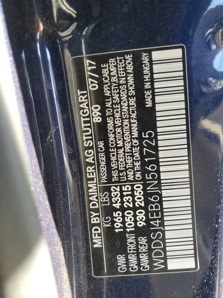 2018 Mercedes-Benz Cla 250 VIN: WDDSJ4EB6JN561725 Lot: 81525485