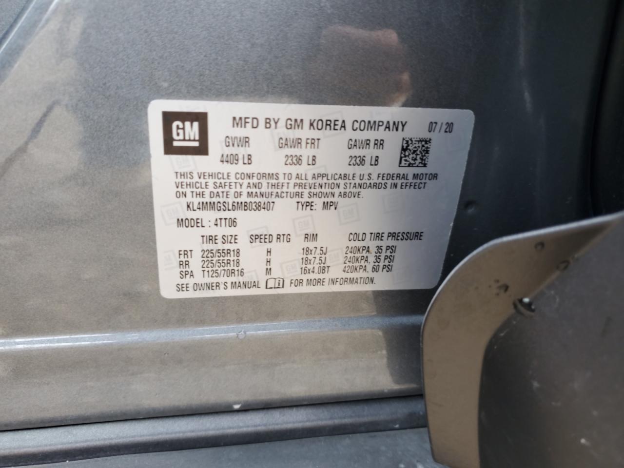 2021 Buick Encore Gx Essence VIN: KL4MMGSL6MB038407 Lot: 71622785